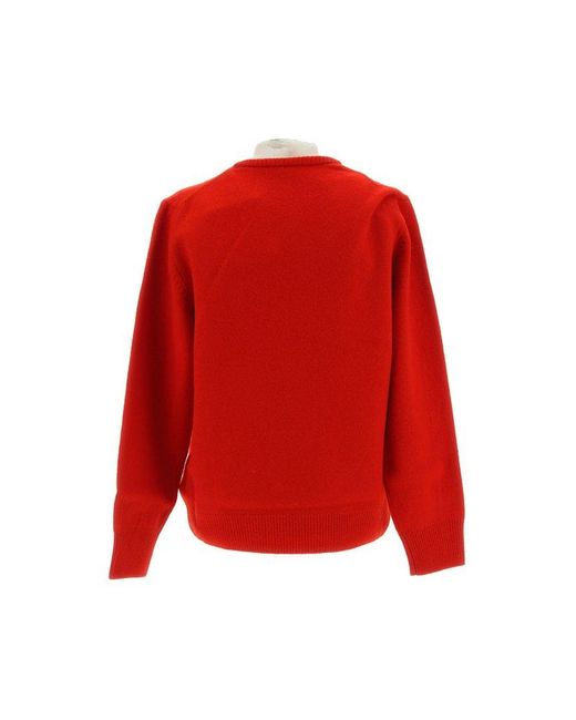The Row Red Enid Two-tone Wool And Cashmere-blend Sweater