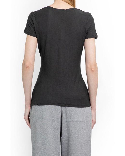 James Perse Black Sheer Slub Casual V-neck T-shirt