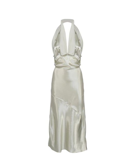 Bottega Veneta Fluid Satin Dress in White | Lyst