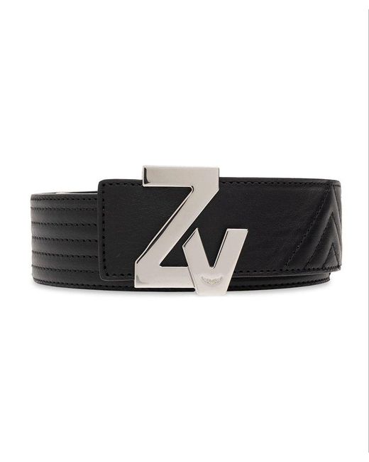 Zadig & Voltaire Black Initiale La Best Logo Plaque Belt