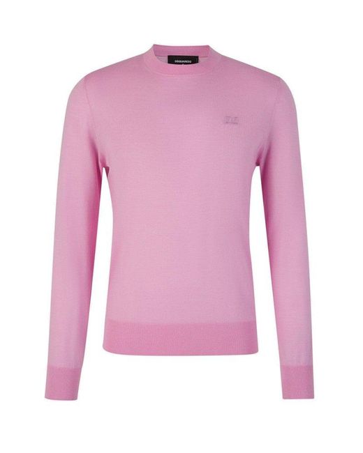 DSquared² Pink Logo Wool Sweater for men