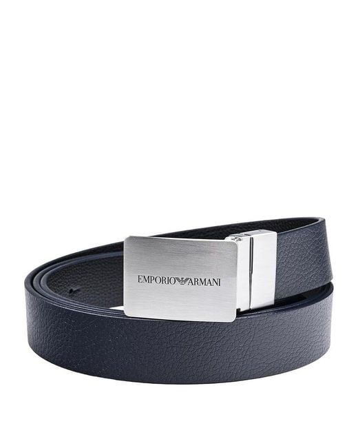 Emporio Armani Blue Logo-buclked Reversible Belt for men