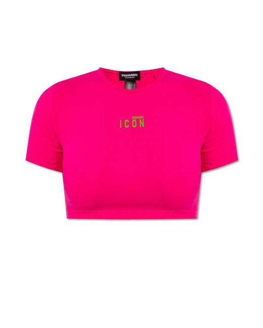 DSquared² Pink Cropped T-shirt With Logo,