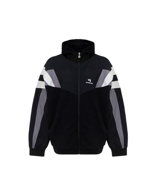 Balenciaga Sporty B Panelled Half-zip Hoodie in Black for Balenciaga Sporty B Panelled Half-zip Hoodie in Black for