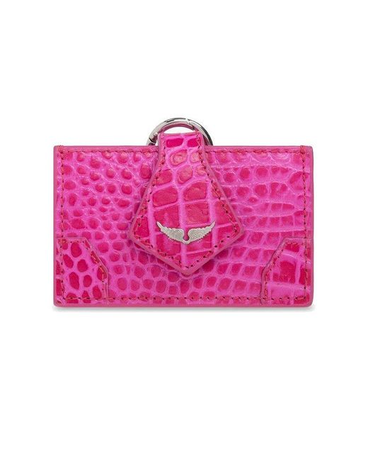 Zadig & Voltaire Pink Logo-plaque Embossed Card Holder