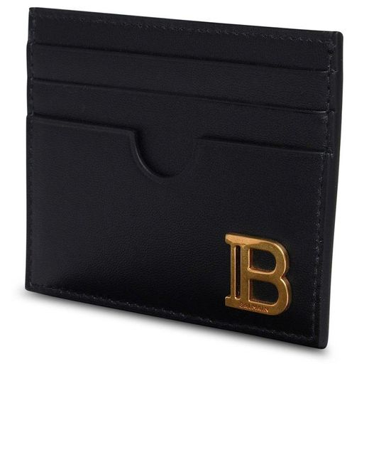 Balmain Black Leather B-buzz Card Holder
