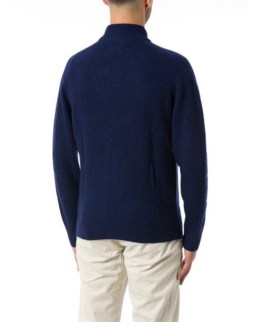 Barbour Blue Talder Zip-Up Knit Sweater for men