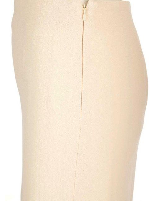 Alessandra Rich Natural Rear-slit Pencil Midi Skirt