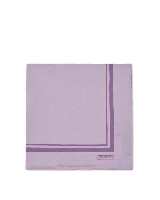 Tom Ford Purple Tonal Frame Pocket Square Scarf for men