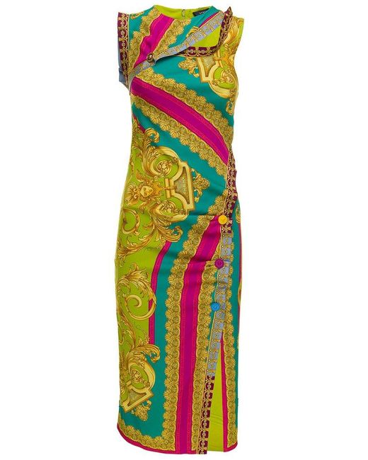 Versace Synthetic Baroque Pattern Sleeveless Cut-out Dress | Lyst Canada