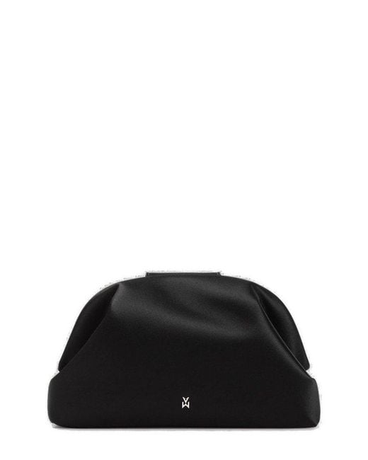 AMINA MUADDI Black Camelia Embellished Clutch Bag