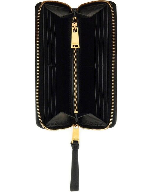 Versace Black Tag Zipped Long Wallet