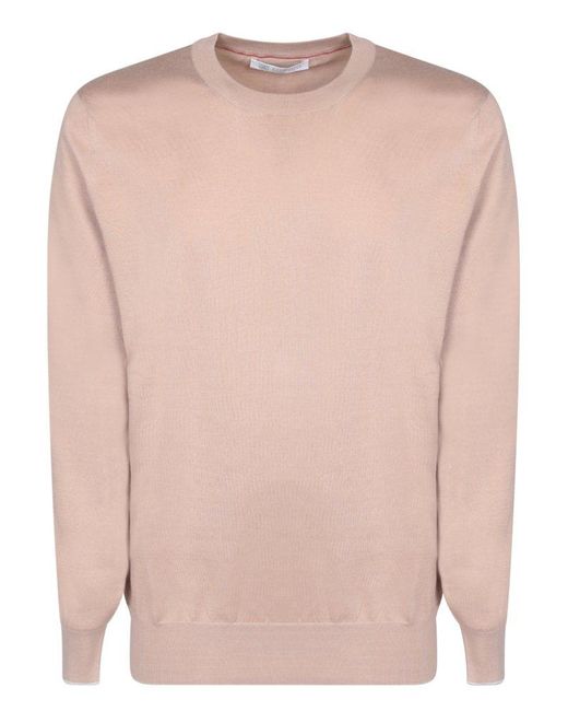 Brunello Cucinelli Pink Crewneck Knitted Pullover for men