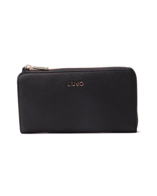 Liu Jo Black Logo-lettering Zipped Wallet