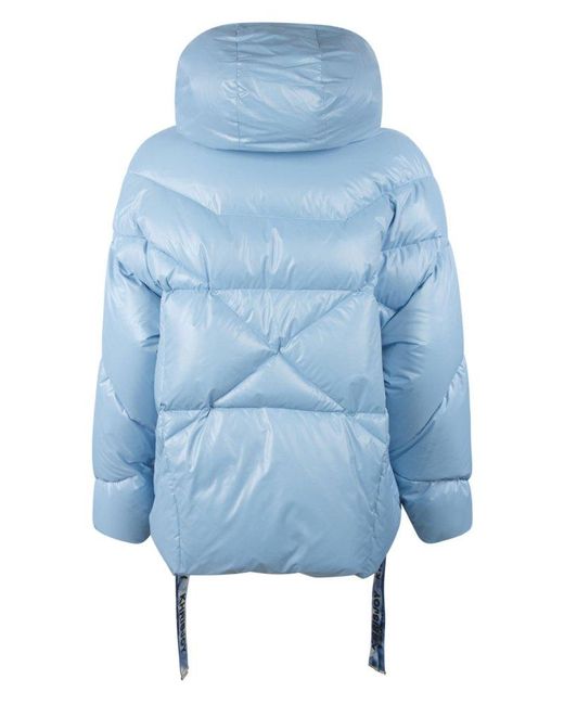 Khrisjoy Quilted Zip-up Shiny Puffer Jacket in Blue