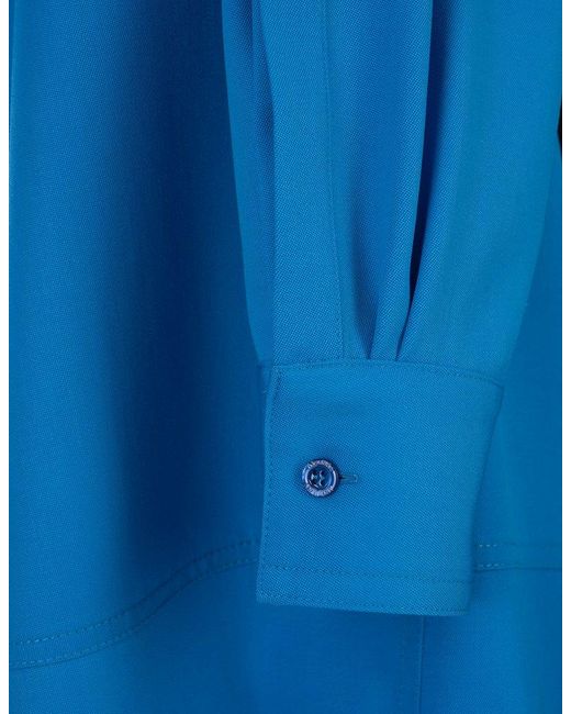 Alexander McQueen Blue Long-sleeved Shirt Dress