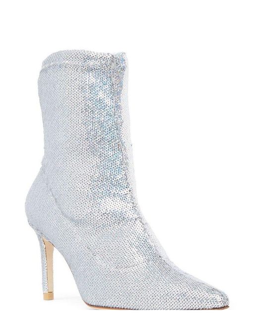 Stuart Weitzman White Stuart 85 Sequin Embellished Boots