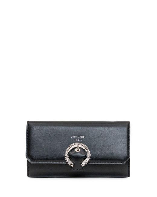 Jimmy Choo Embellished Buckle Chain Wallet in Black Lyst