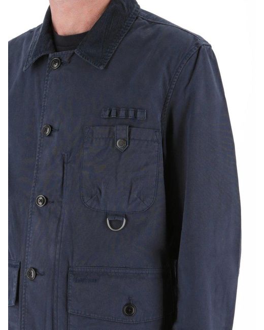 Barbour Blue Pocket Detailed Military Shirt Jacket for men