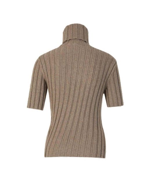 The Row Gray Depinal Ribbed-knit Turtleneck Jumper