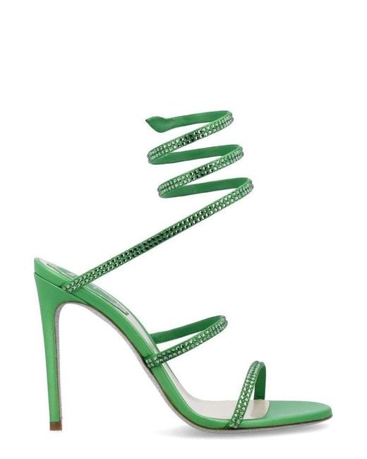 Rene Caovilla René Caovilla Cleo Wrapped Heel Sandals in Green | Lyst UK