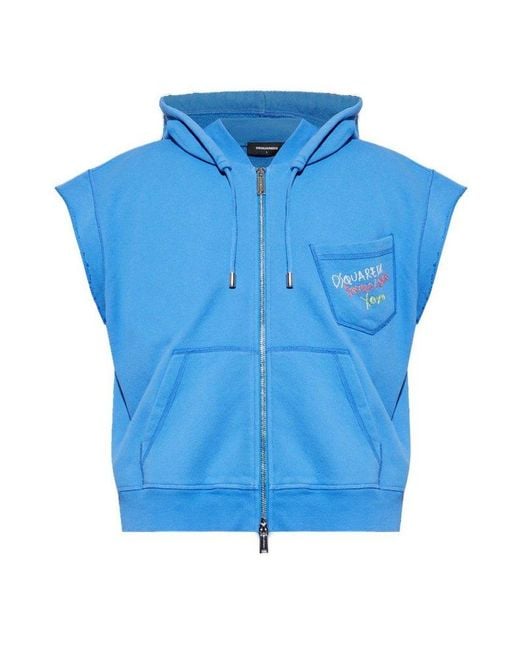 DSquared² Blue Summer Lovers Sleeveless Hoodie for men