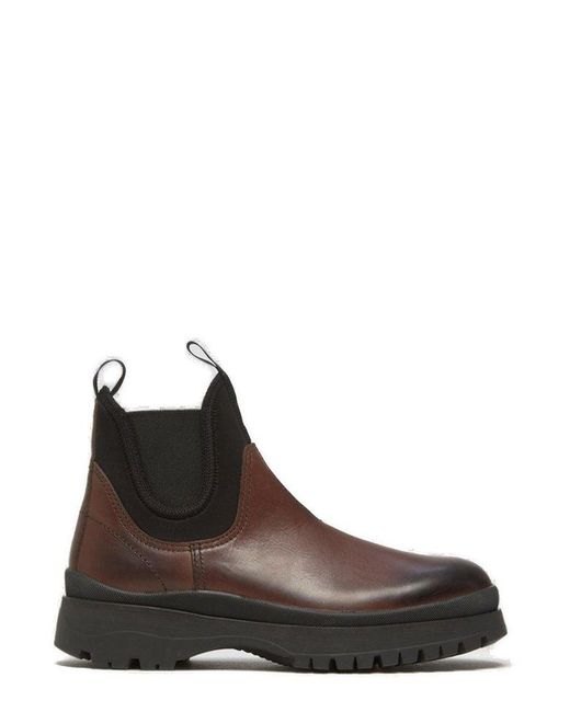 Prada Brown Slip-On Chelsea Boots for men