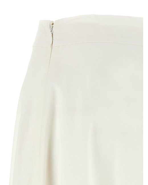 Twinset White A-Line Openwork Midi Skirt