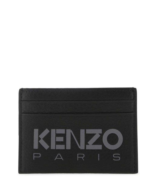 KENZO Leather Card Holder in Black for Men Lyst UK