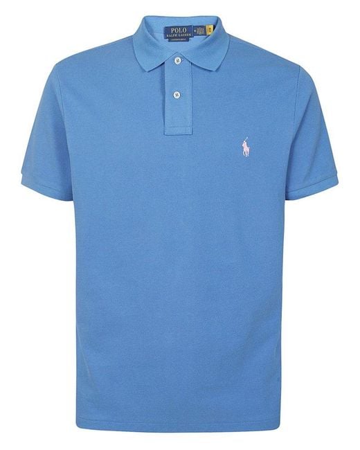 Ralph Lauren Blue Pony Embroidered Polo Shirt for men