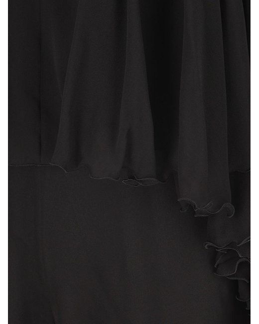 Saint Laurent Black Open-Back Silk Crepe Muslin Romper
