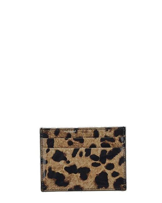 Dolce & Gabbana Gray Leopard-Print Card Holder