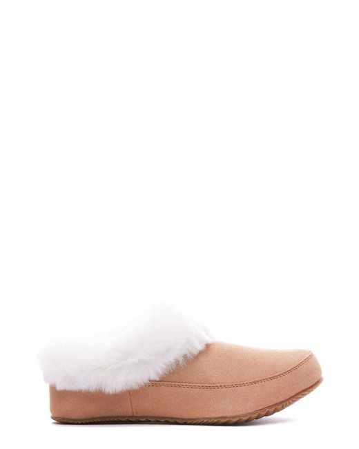 Sorel Pink Faux-fur Trim Round-toe Slippers