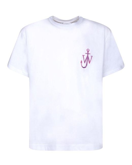 J.W. Anderson White Logo Printed Crewneck T-shirt for men