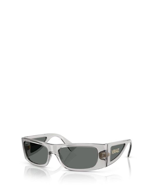 Versace Gray Rectangle-Frame Sunglasses for men