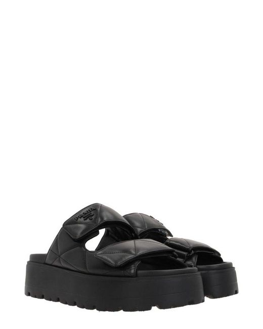 Prada Quilted Slip-On Sandals in Black | Lyst UK