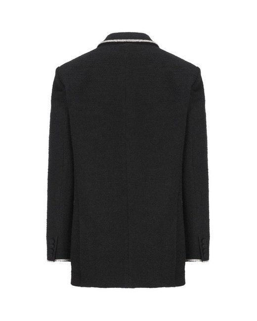 Valentino Black Double-breasted Tweed Jacket