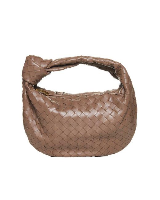 Bottega Veneta Brown Teen Jodie Knot Detailed Shoulder Bag