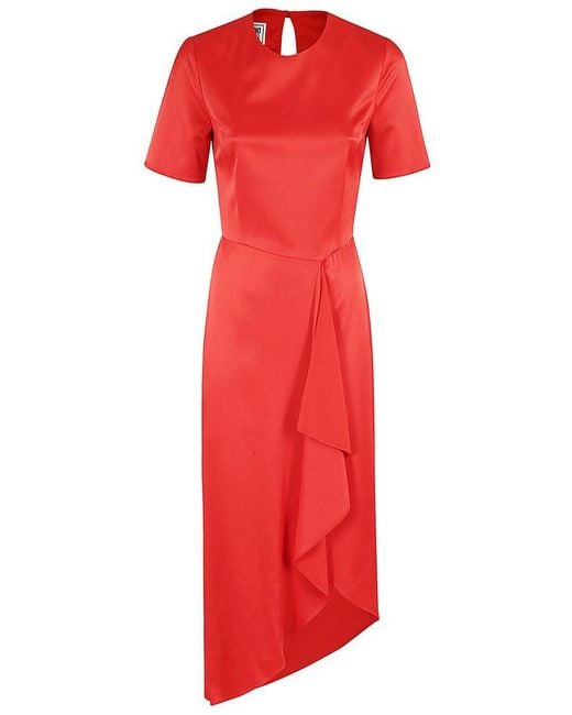 Moschino Red Jeans Cut-out Asymmetric Midi Dress