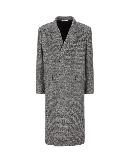 Valentino Gray Double-breasted Long-sleeved Coat for men