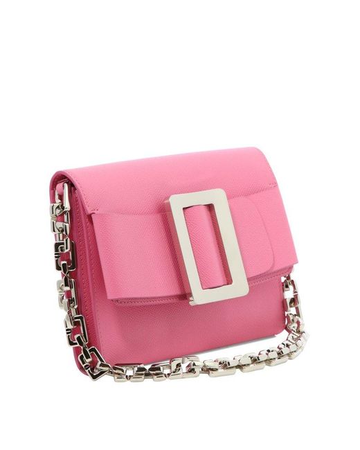 Boyy Pink Buckle Detailed Chain-linked Crossbody Bag