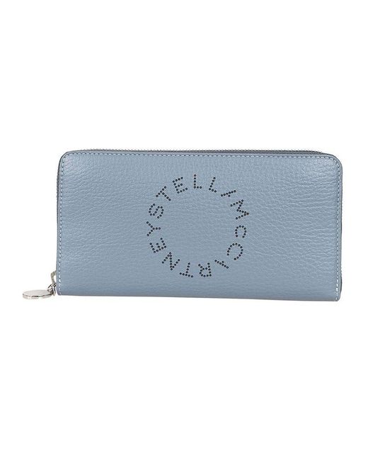 Stella McCartney Blue Zip Wallet Embossed Grainy Mat