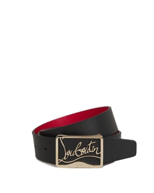 Christian Louboutin Black Ricky Leather Belt for men