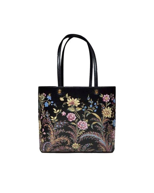 Etro Black Large Essential Floral-printed Top Handle Bag