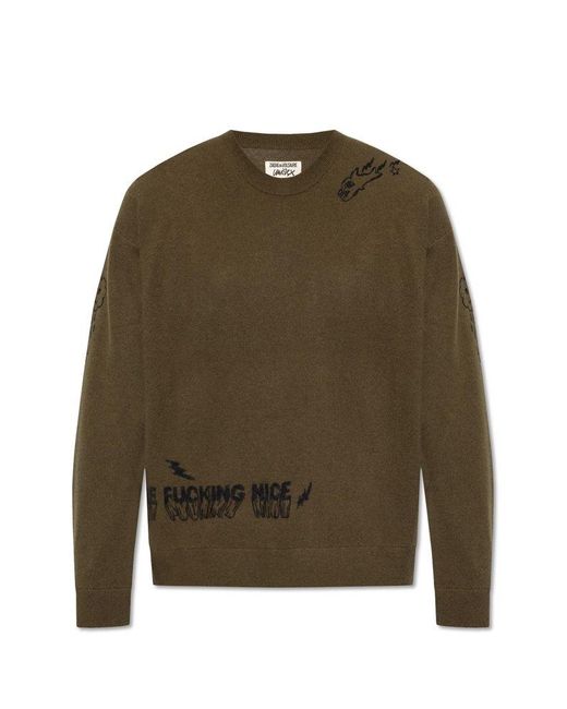 Zadig & Voltaire Green 'marko' Wool Sweater, for men
