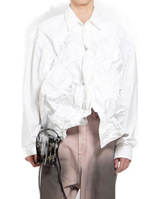 Y. Project White Scrunched Button-up Shirt for men