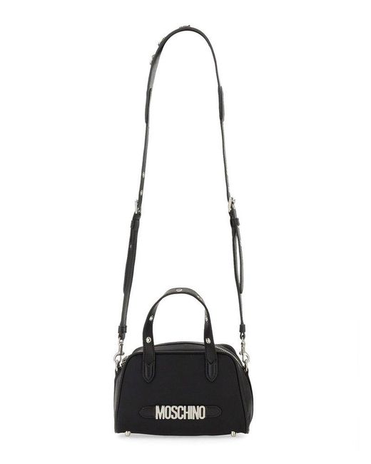 Moschino Black Logo Lettering Zipped Tote Bag