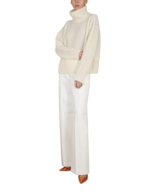 Boss White Roll Neck Knitted Jumper