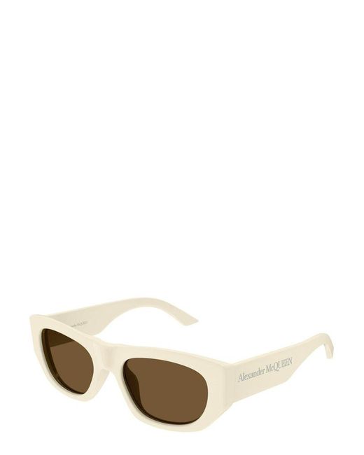 Alexander McQueen White Rectangle Frame Sunglasses