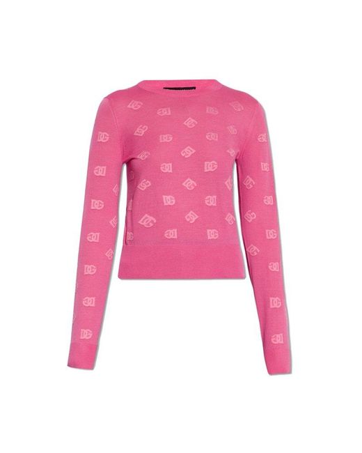 Dolce & Gabbana Pink Sweater With Monogram,